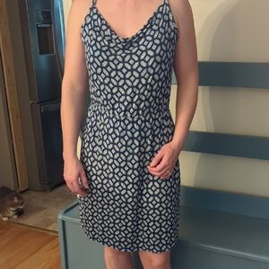 A.n.a - A New Approach Elegant Navy Geometric Pattern Dress